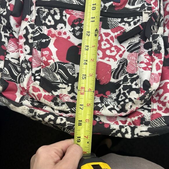 Jansport Mini Backpack Day Bag Hearts Black Pink - Picture 6 of 9